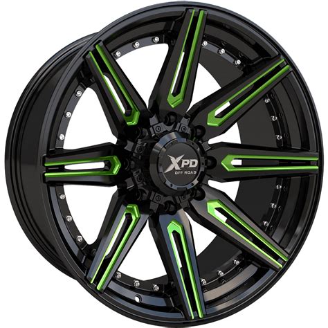 xpd 707 patron gloss black milled green spdline wheels