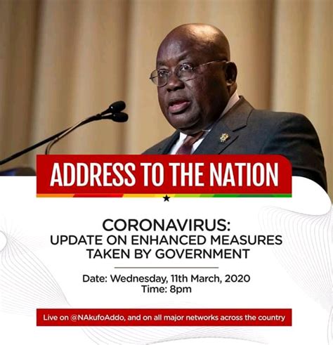 The envelope should be addressed as follows: President Akufo-Addo to address nation on Coronavirus ...