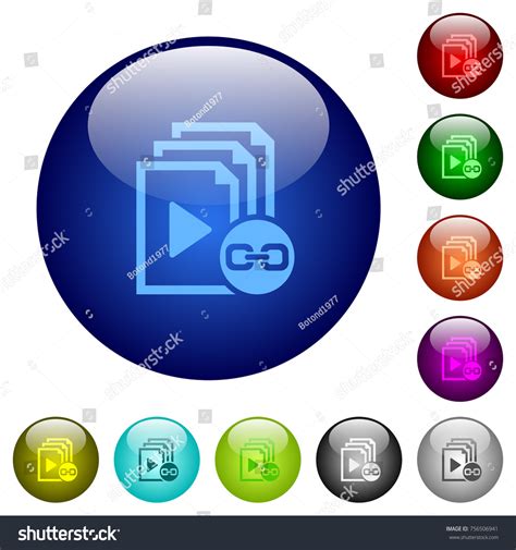 Link Playlist Icons On Round Color Glass Buttons Royalty Free Stock