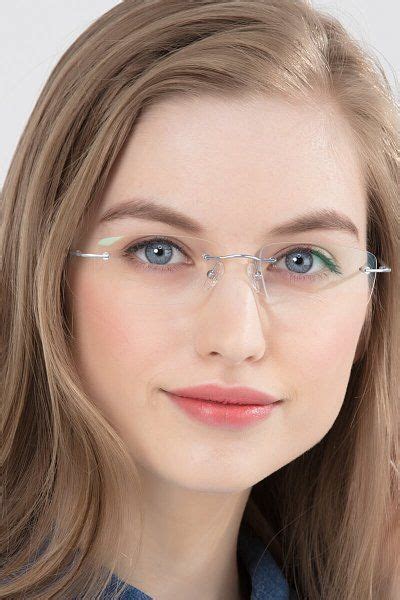 Ebb Rectangle Silver Rimless Eyeglasses Eyebuydirect Eye Wear