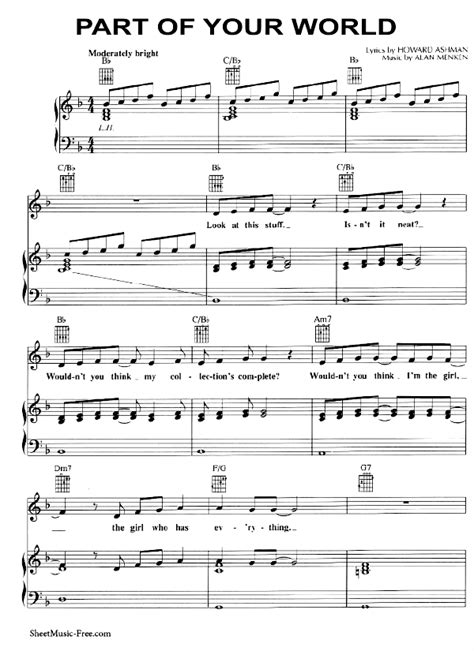 Part Of Your World Sheet Music Free Printable Printable Templates