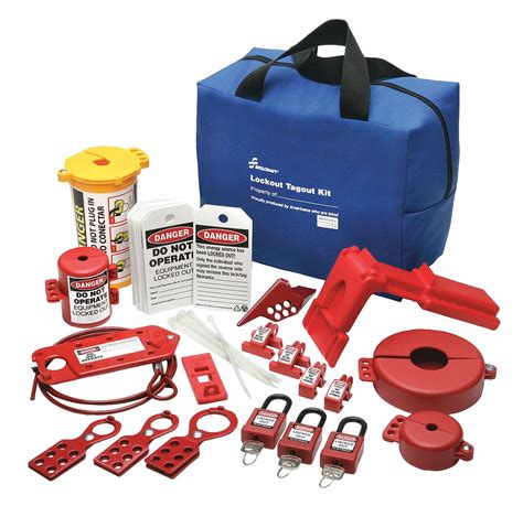 ABILITY ONE Lockout/Tagout Kit, Filled, Electrical/Valve Lockout, Tool Box, Blue - 52ND91|5925 