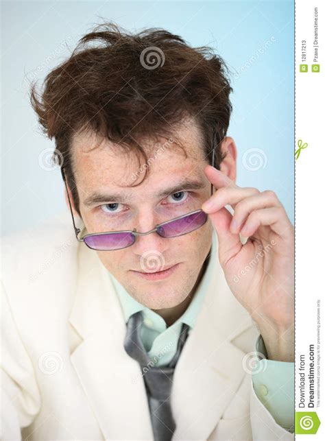 Funny Disheveled Smiling Man With Spectacles Stock Image Image Of