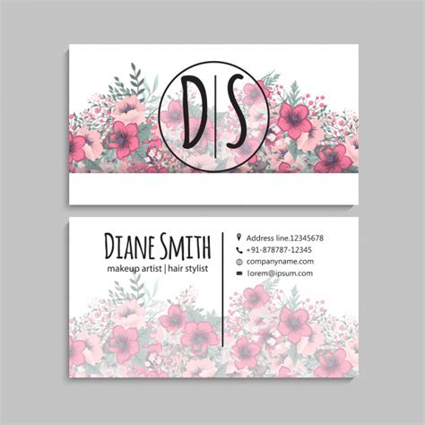 Business card templates • high quality royalty free vector & psd templates. Cute floral pattern business card name card design ...