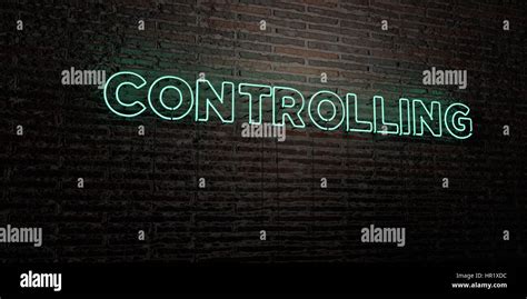Controlling Realistic Neon Sign On Brick Wall Background 3d Rendered