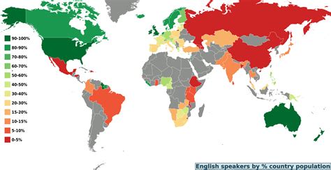 Fileworld Map Percentage English Speakers By Countrypng Wikitravel
