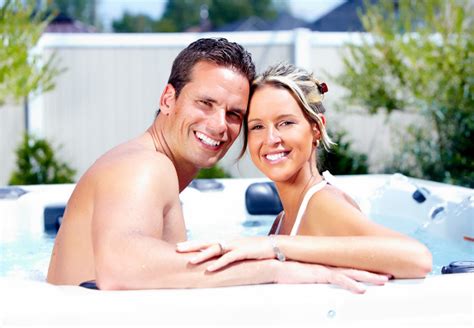 Happy Couple Relaxing In Hot Tub Vacation Swim Care Pool Services