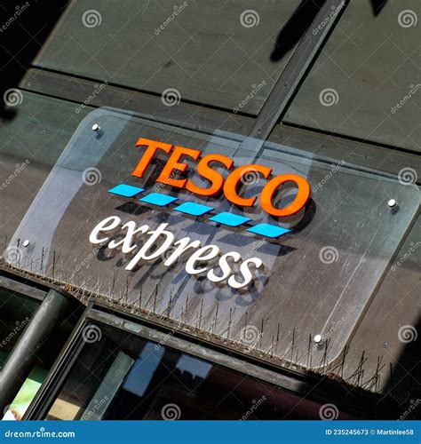 Tesco Express Supermarket Shop Front Logo With No People Editorial