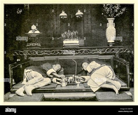 Wealthy Opium Smokers In An Upper Class Opium Den In Shanghai City