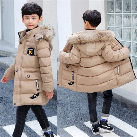 2019 Childrens Clothing Boy Winter Coat Long Section Thicken 4 15 Yrs