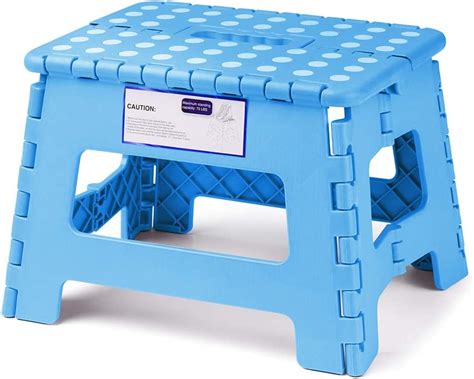 Acko 9 Inch Plastic Folding Step Stool Holds Up To 250 Lb Light Blue