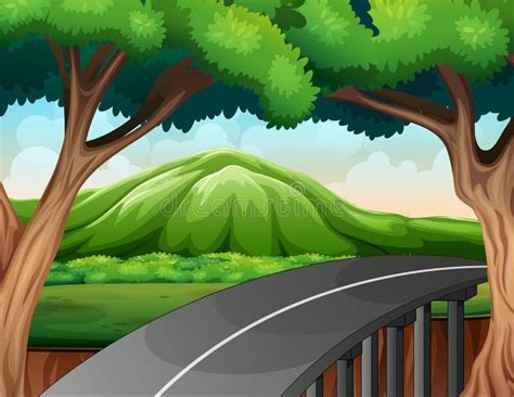 Scene With Road To The Mountain Stock Vector Illustration Of Asphalt