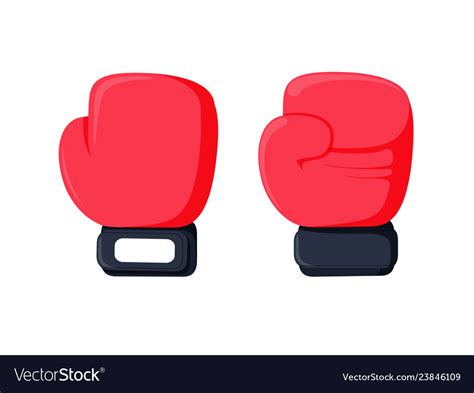 Cartoon Red Boxing Glove Icon Front And Back Vector Image