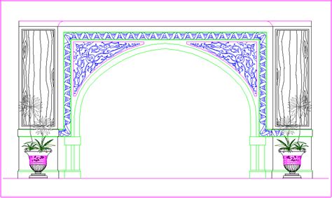 Islamic Art Design Of Door With Column View Dwg File Cadbull