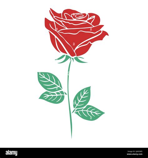 Red Rose Stencil Drawing Vector Illustration Stock Vector Image And Art