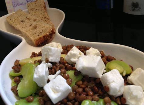 Salade tiède de lentilles et fèves