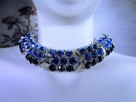 Jewelry Set Midcentury Lisner Blue Rhinestone Jewelry Set Necklace