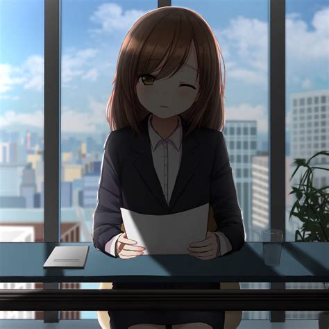 Wallpaper Office Anime Girl Cute Wink Desktop Wallpaper Hd Image