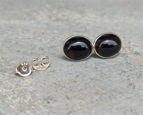 Black Onyx Stud Earrings 925 Sterling Silver Studs Black Etsy