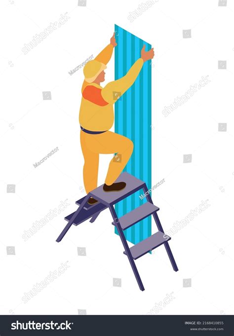 Isometric Home Repair Composition Human Character Stock Vector Royalty