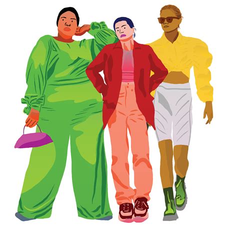 Bold Bright Colors Green Red And Yellow The Poses Of Three Women Wearing Glasses And Funky