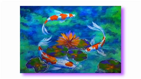 Koi Fish Lily Pond Acrylic Painting Youtube