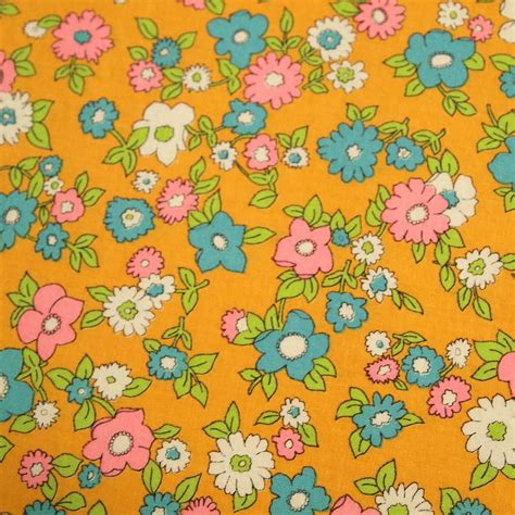 Vintage 1960s Flower Power Cotton Fabric Retro Fabric Patterns Hd