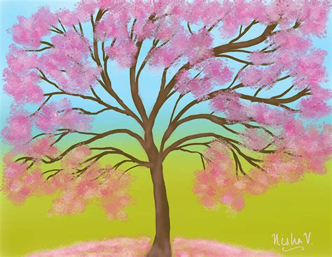 Cherry Blossom Tree Digital Art By Nishma Creations