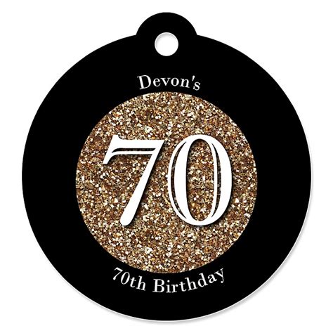 Adult 70th Birthday Gold Personalized Birthday Party Tags