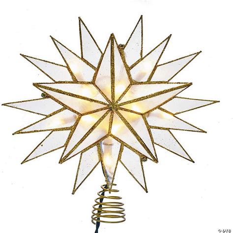 Kurt Adler Ul3146 10 Light Capiz Star Treetop Gold And White 95