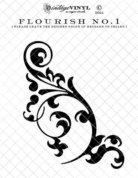 Flourish No1 Vinyl Decal Or Stencil 6 To 23 Inch 35 Colors