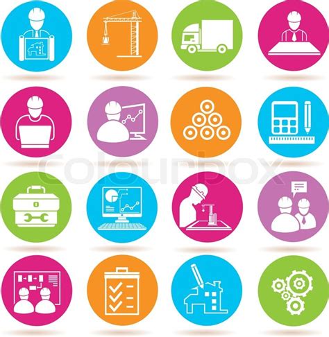 Construction Icons Engineering Icons Stock Vector Colourbox