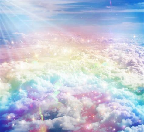 Rainbow On Sky Over Clouds Close Up Dreams Wishes Stock Image Image
