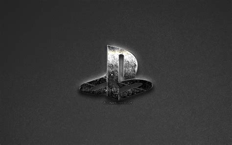 Download Wallpapers Ps4 Playstation Logo Metallic Logo Gray