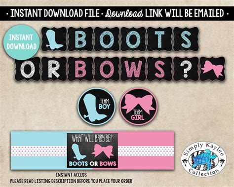 Boots Or Bows Gender Reveal Party Decoartions Cowboy Or Etsy