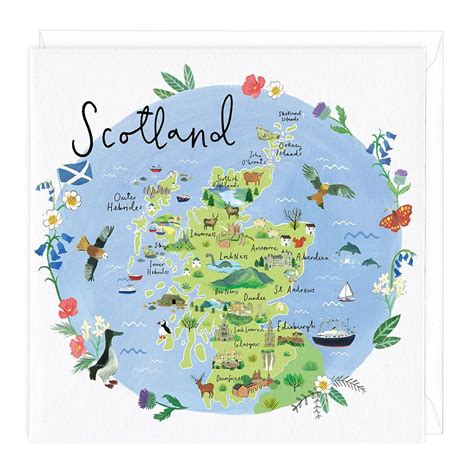 Schotland kaart/map met alle dorpen en steden op een landkaart met mogelijkheid om in of uit te zoomen. Scotland Map Card | Whistlefish