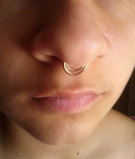 Double Septum Ring Septum Ring Nose Ring Sterling Silver Etsy Israel