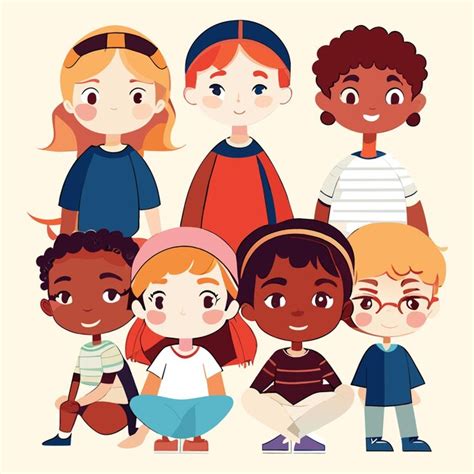Premium Vector Vector Illustration Multicultural Group Of Kids Flat