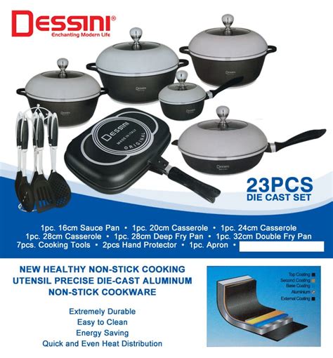 We have an established reputation for providing the best cookware at the absolute best price along with great advice on everything that can be used in the kitchen. Dessini Non-stick Die Cast Set 23pcs - Dealsdirect.co.nz