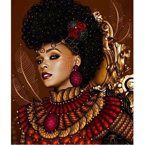 Red Jewel African Woman 5d Diamond Painting