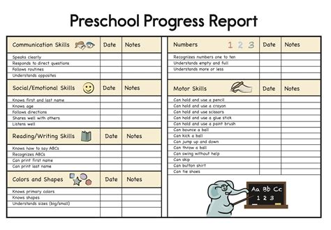 Printable Preschool Progress Reports Artofit