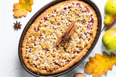 Autumn Pie Crumble With Fruit Ginger And Spices Stock Image Image Of