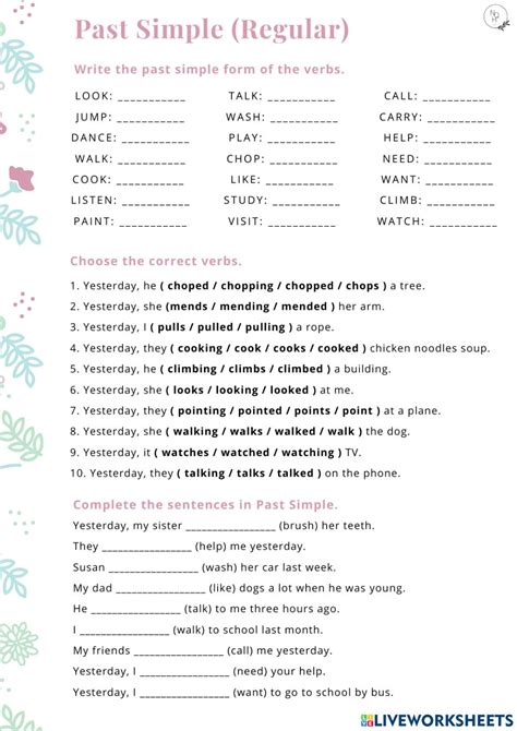 Past Simple Regular Verbs Interactive Activity For J B You Can Do The