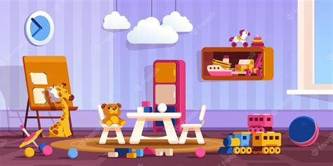 Premium Vector Kindergarten Room Cartoon Cute Playroom With Colorful