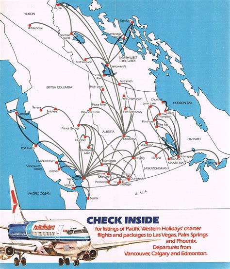 Pacific Western Airlines October 31 1982 Route Map
