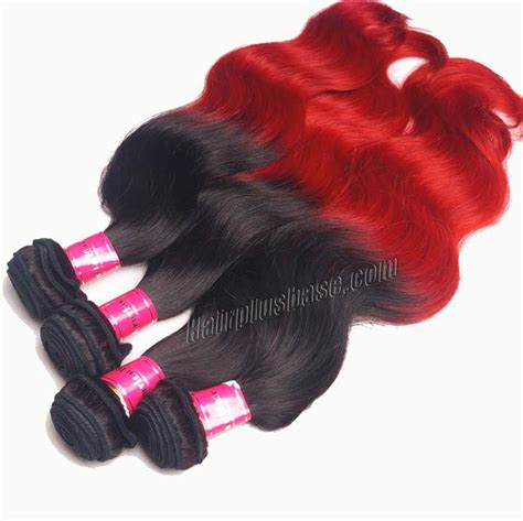 12 34 Two Tone 1b Natural Black And Red Ombre