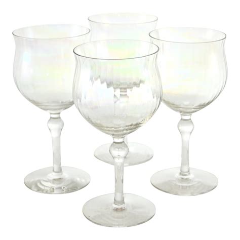 Iridescent Optic Crystal Stemmed Wine Glasses Set Of 4 Chairish