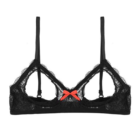 Sexy Women Sheer Bra Lingerie See Through Lace Floral Bralette Top Erotic Open Cup Bras Femme
