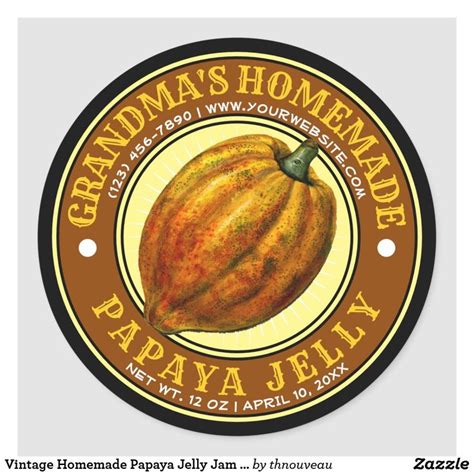 Vintage Homemade Papaya Jelly Jam Label Template Zazzle