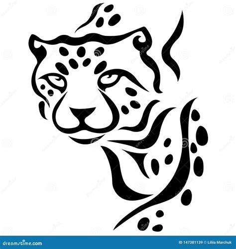 Silhouette Of The Face Of A Leopard Painted In Black Painted In